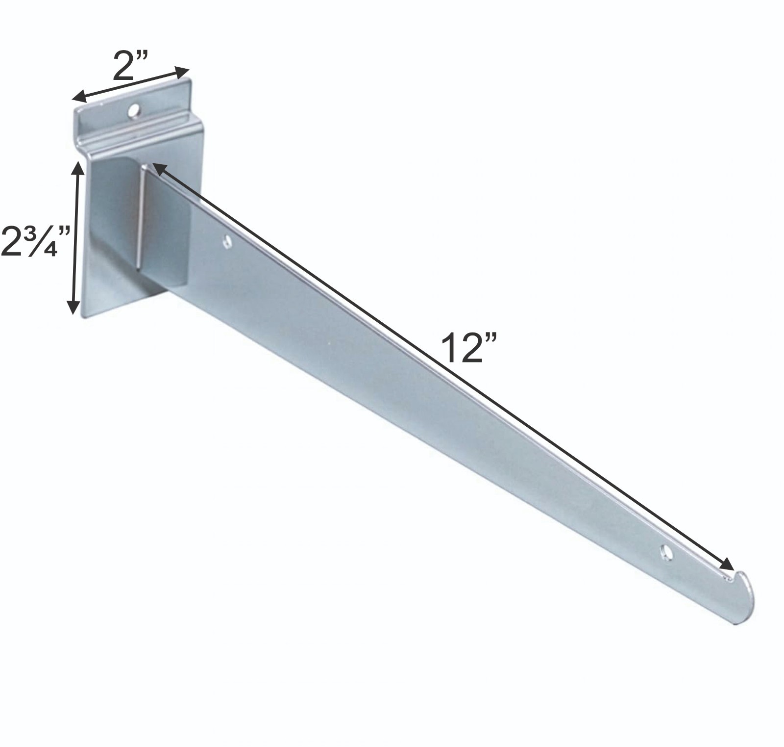 Lot 6PCS 12 Inch Slatwall Shelf Bracket Metal Silver Chrome Retail Commercial
