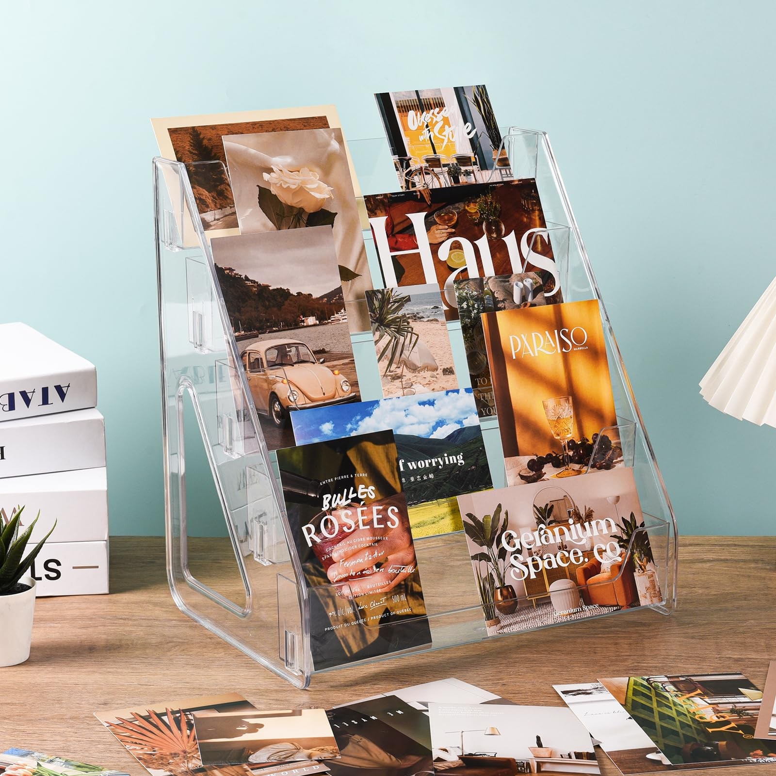CELSOL Upgraded 5 Tier Acrylic Card Display Stand, Clear 5 1 Pack,