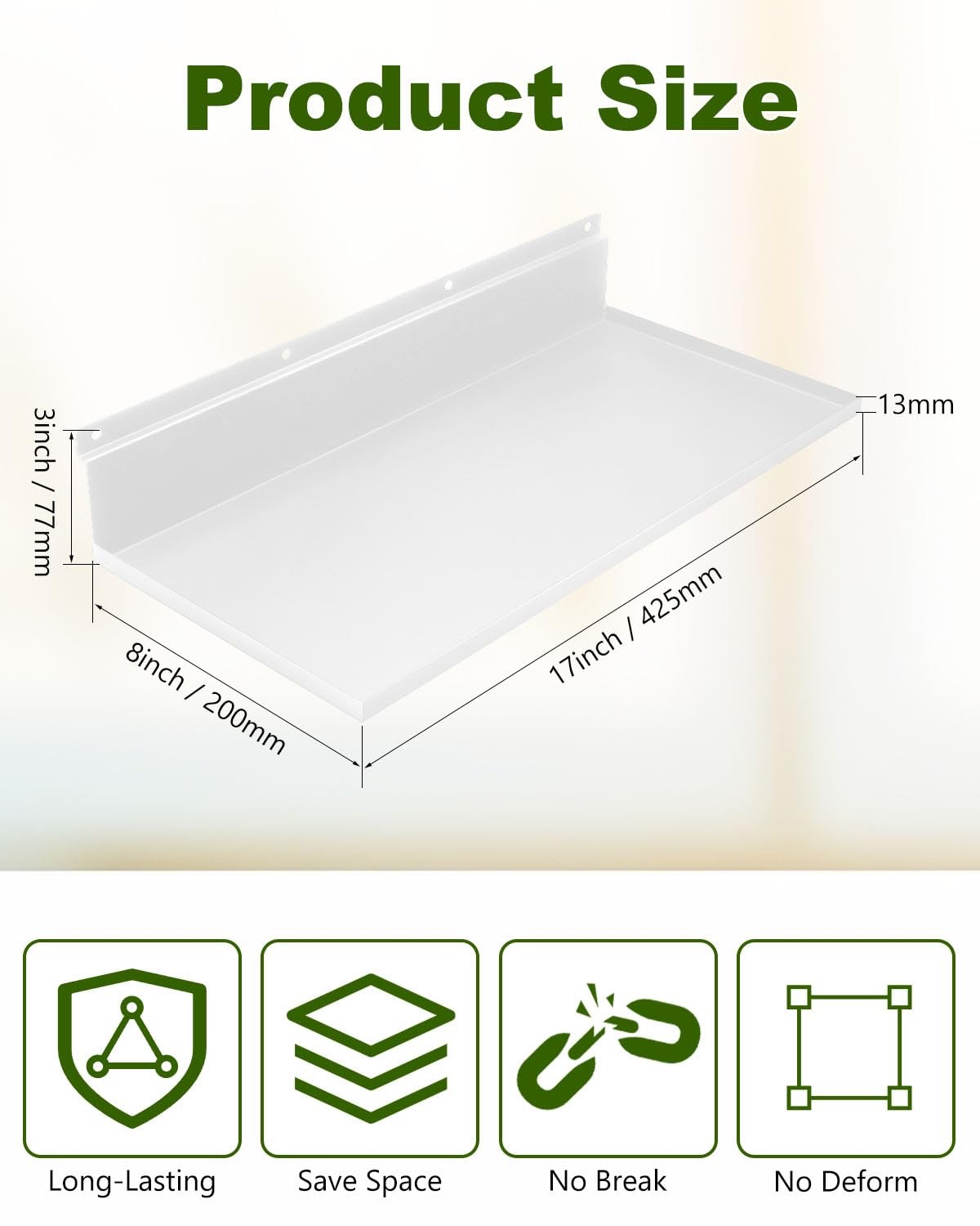 2 PCS 178 Inch White Metal Slatwall Hanging Shelf Heavy Duty Slat Wall Rack