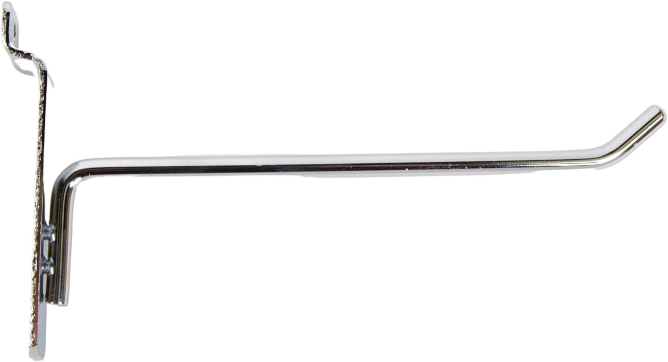Slatwall Peg Hooks 100 Chrome Metal 4″ Slat Grid Wall Display 6mm Dia. Tubing