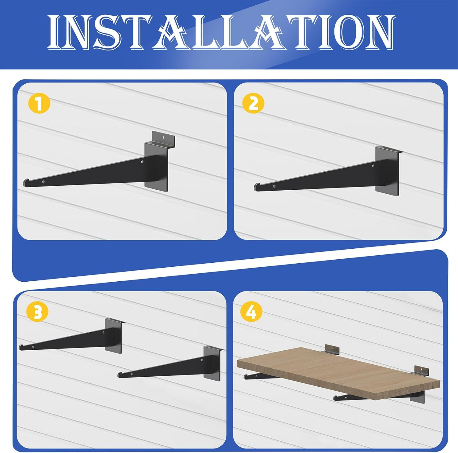 6 PCS Heavy Duty Slatwall Shelf Brackets, 6.3 inch Metal Shelf Bracket for Shelv