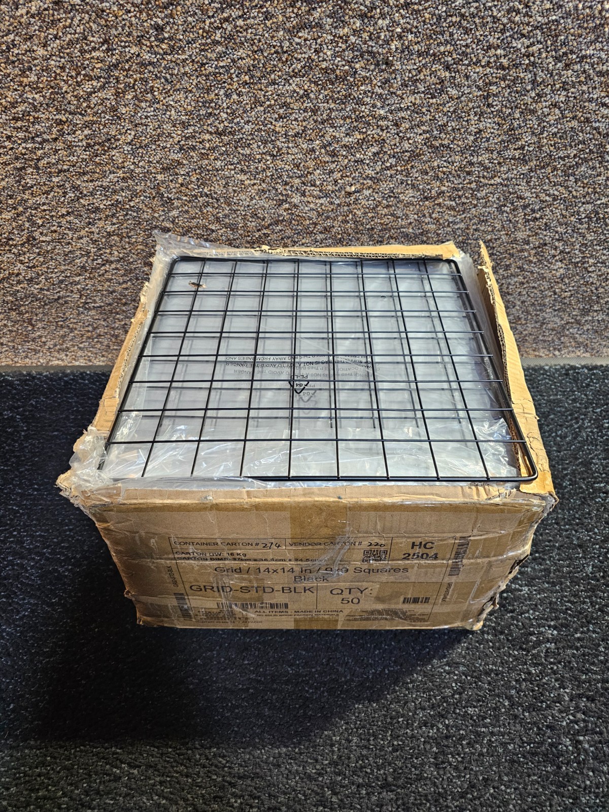 (QTY 50) Grid Cube Panel 14″ x 14″ Black Powder Coated 9×9 Squares GRID-STD-BLK