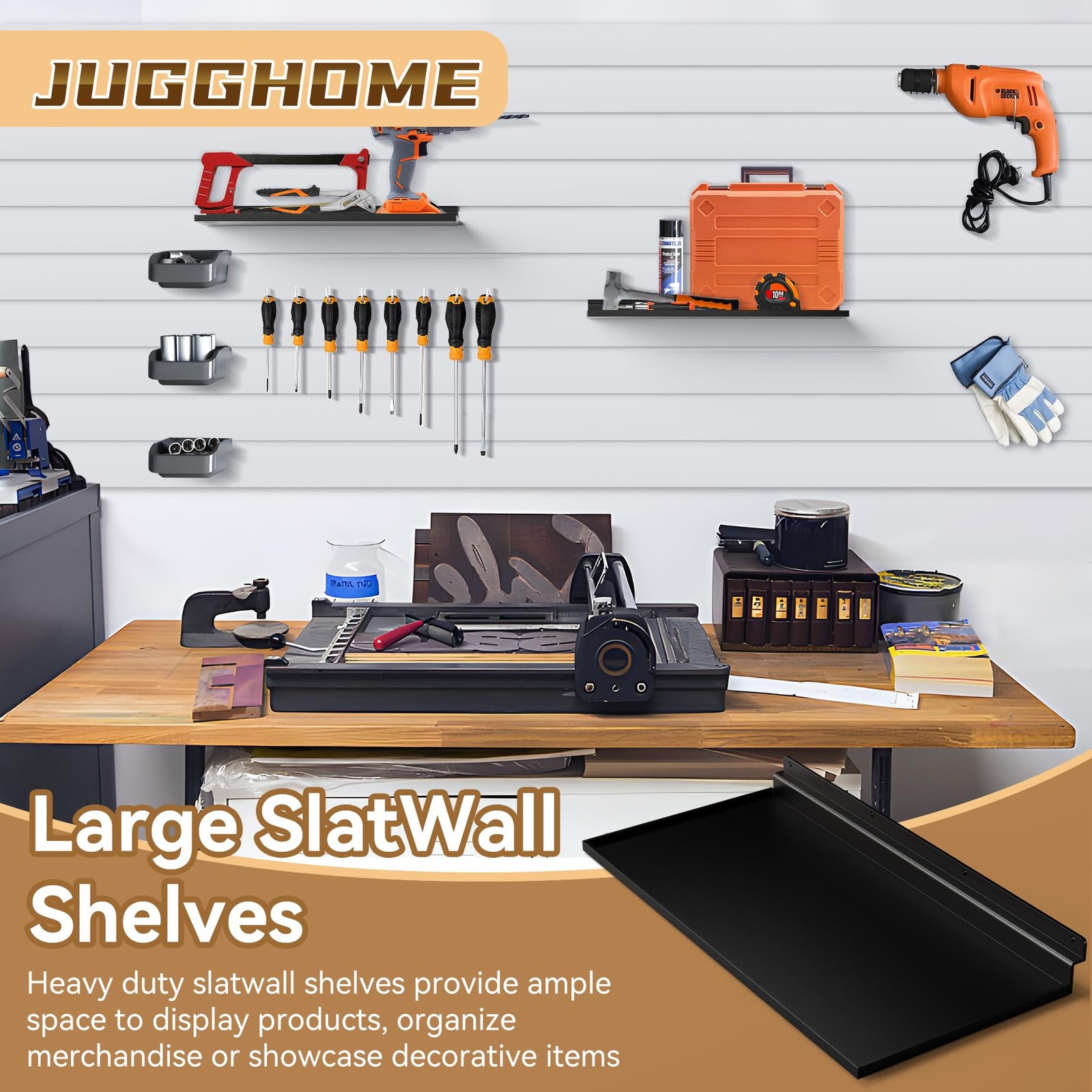 1 Pack Slatwall Shelves,17X8 Inch Large Slat Wall Shelves,Heavy Duty Slatwall…