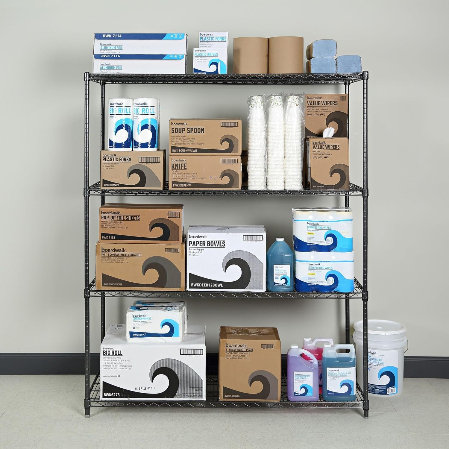 ALE 4-Shelf Wire Shelving Starter Kit, 60x24x72, Black Anthracite