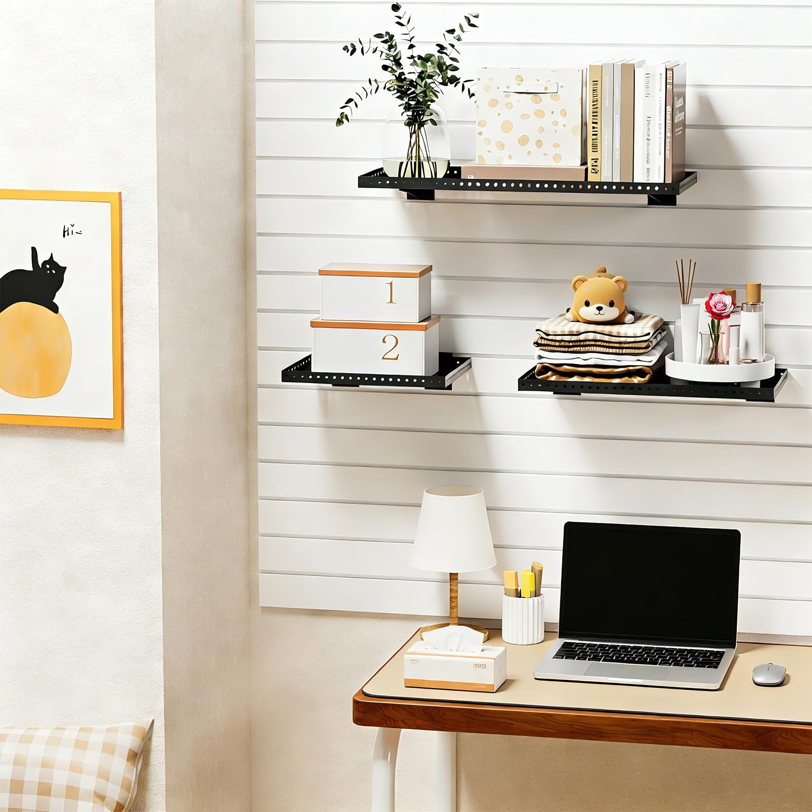 Durable 24×12 Inch Steel Slatwall Shelves for Garage & Retail Storage (2-Pack)