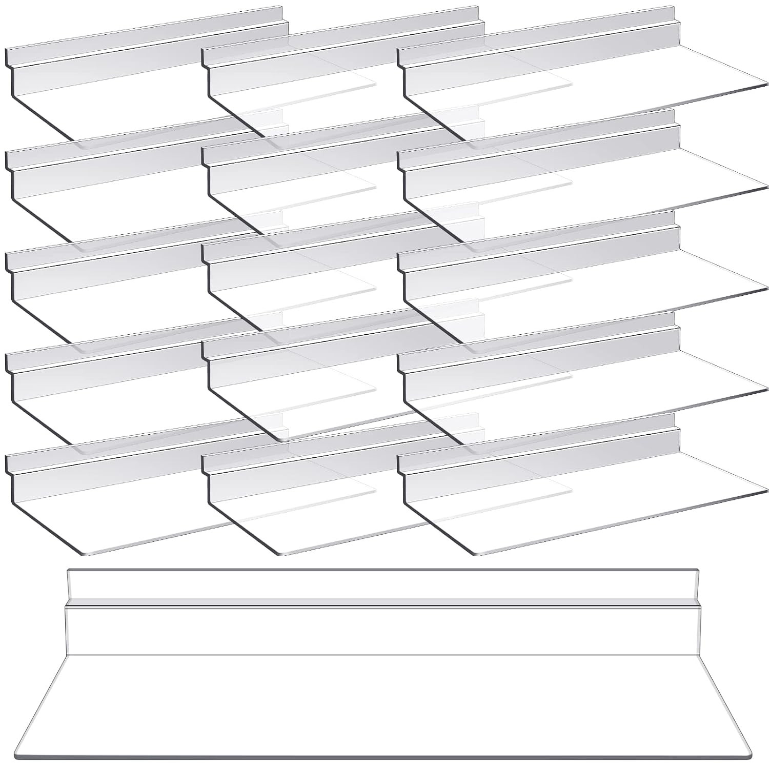 16 Pack 4 X 10 Inch Slatwall Shelves Hanging Accessories Clear Slatwall