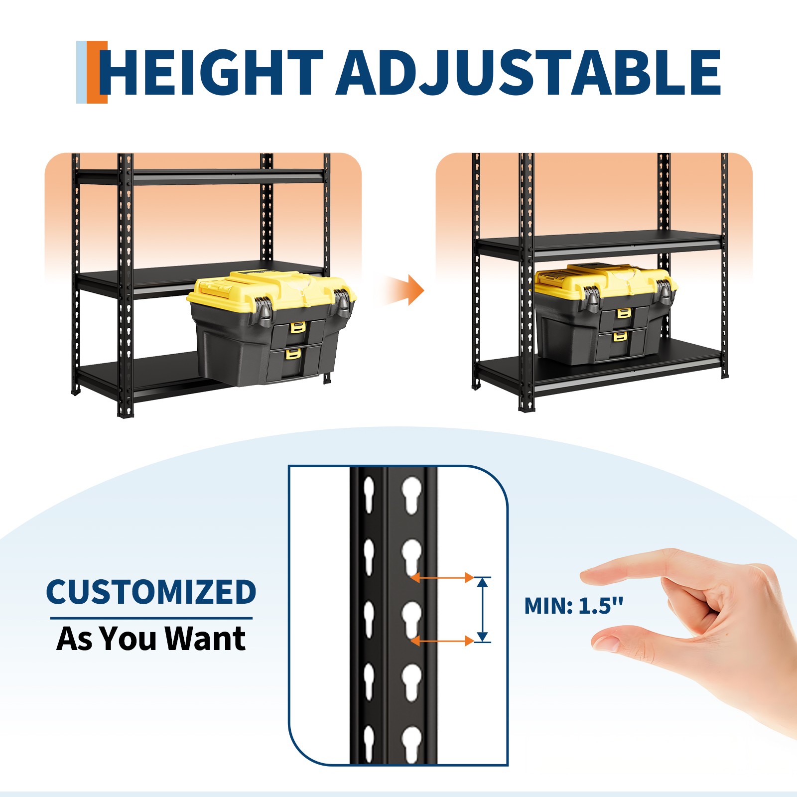 3/5-Tier Heavy Duty Steel Garage Shelving Unit Adjustable Metal Storage Rack