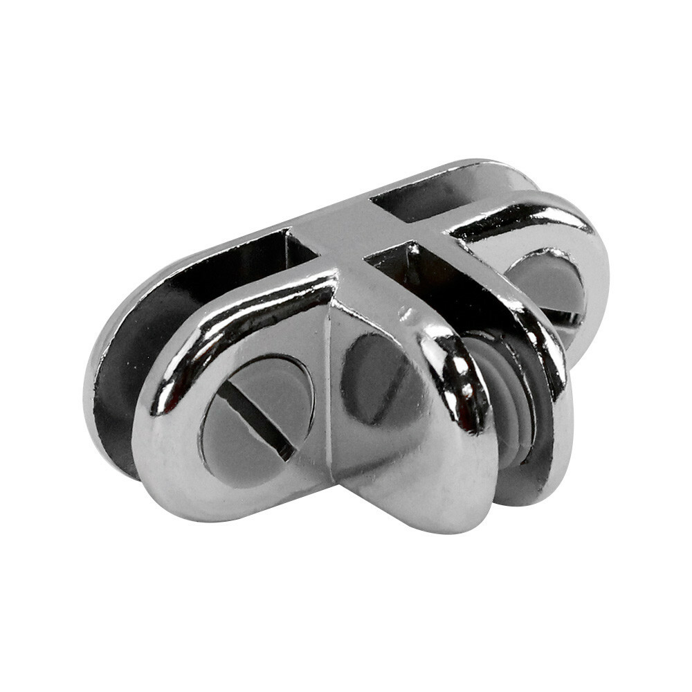 5 Pc Chrome 3 Way Glass 3/16” Use Cubic Cubbie Connector Clip Tempered Glass