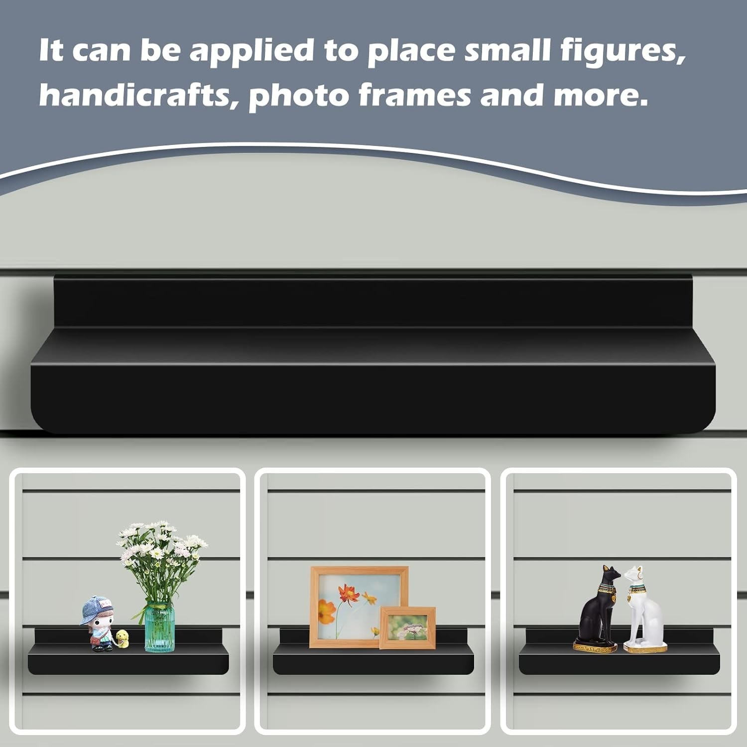 20-Piece Metal Slatwall Shelves Set, Black Display Shelves